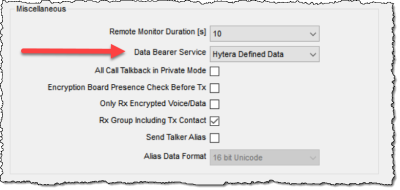 Hytera CPS data bearer service setting