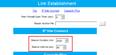 Beacon duration and interval settings